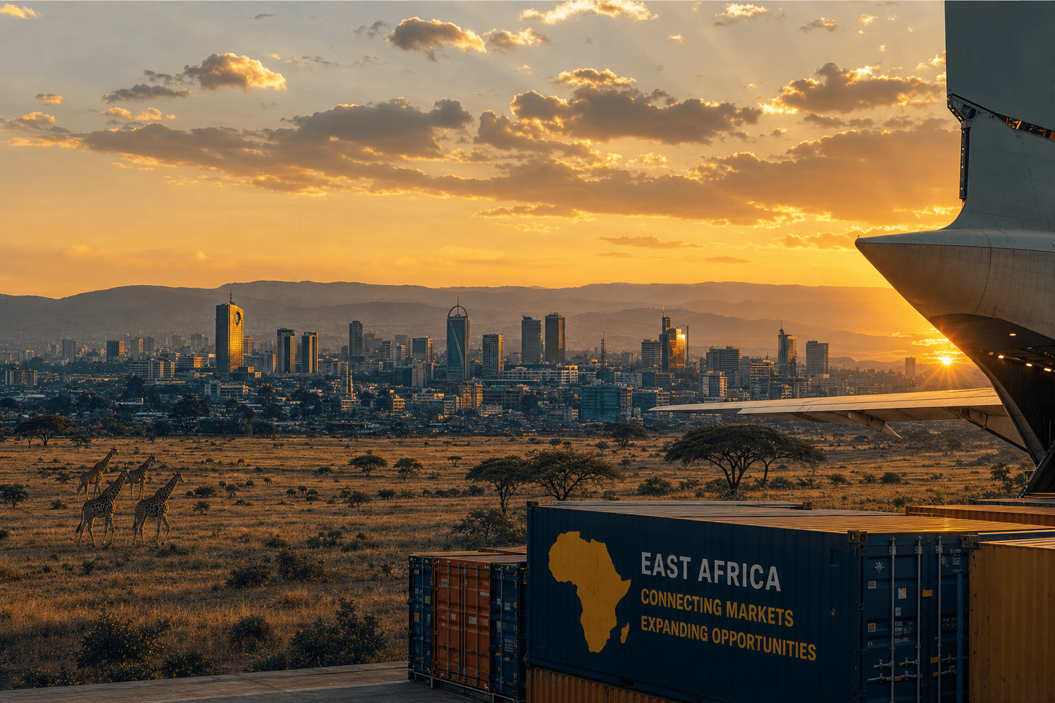 East African trade routes and skyline